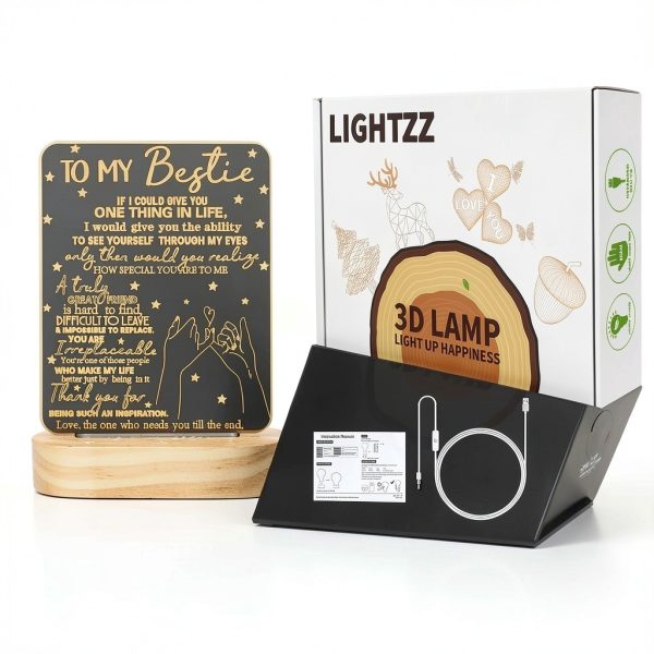 Lightzz Bestie 3D LED Lamp Wooden Base Warm Light Gift-7