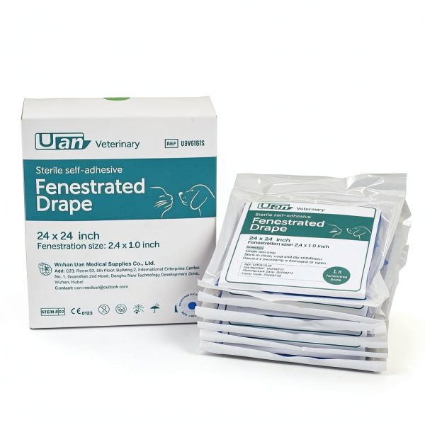 Vet Spaying Fenestrated Drape Surgical Drape | Neutering Surgical Drape | Sterilization Surgery Use Fixing Pet 24"x24" (2 Box (12Pcs))-1