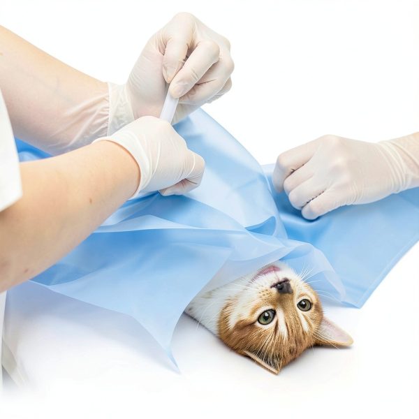 Vet Spaying Fenestrated Drape Surgical Drape | Neutering Surgical Drape | Sterilization Surgery Use Fixing Pet 24"x24" (2 Box (12Pcs))-2