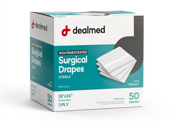Dealmed Non-Fenestrated Sheets 50 Count 3-Ply Poly-Lined White 18x26-0