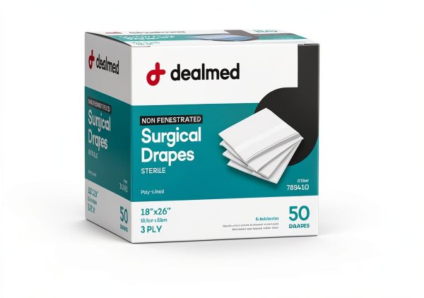 Dealmed Non-Fenestrated Sheets 50 Count 3-Ply Poly-Lined White 18x26-2