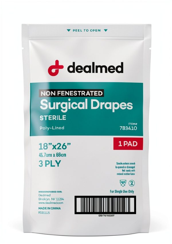 Dealmed Non-Fenestrated Sheets 50 Count 3-Ply Poly-Lined White 18x26-1